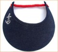 Navy Denim Fabric with Swarovski Anchor Jumbo Peak Flexi Visor