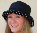 Black Wax Hat with White Spots on Black MedIum Brim