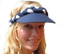 Navy and White Plaited Sun Visor