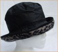 Black Wax Hat Leopard Print Medium Brim