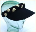 Black with Gold Jumbo Peak Plaited Sun Visor