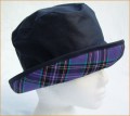Navy Wax Hat with Lavender Plaid Medium Underbrim