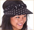 Black with White Spots Jumbo Peak Plaited Visor