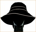Black/Stone Puerto Cotton Sun Hat with Bow Trim