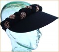 Black with Animal Print Jumbo Peak Plaited Sun Visor