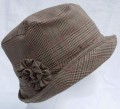 Cloche Tweed Hat, Prince of Wales with Tweed Flower